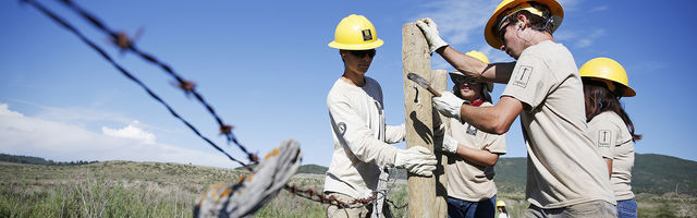 Southwest Conservation Corps fencing crew at work